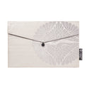 White & Silver Flower Recycled Kimono Jewelry Pouch