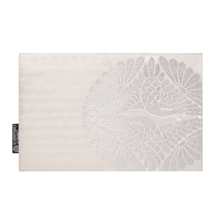 White & Silver Flower Recycled Kimono Jewelry Pouch