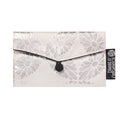 White & Silver Recycled Kimono Jewelry Pouch