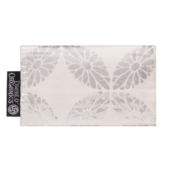 White & Silver Recycled Kimono Jewelry Pouch